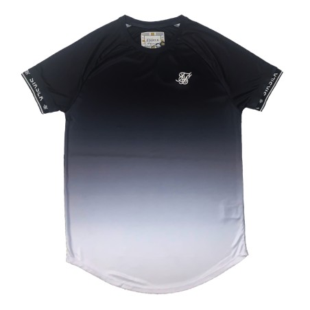 SikSilk S/S Raglan Curved Hem Tech Tee - Black/White